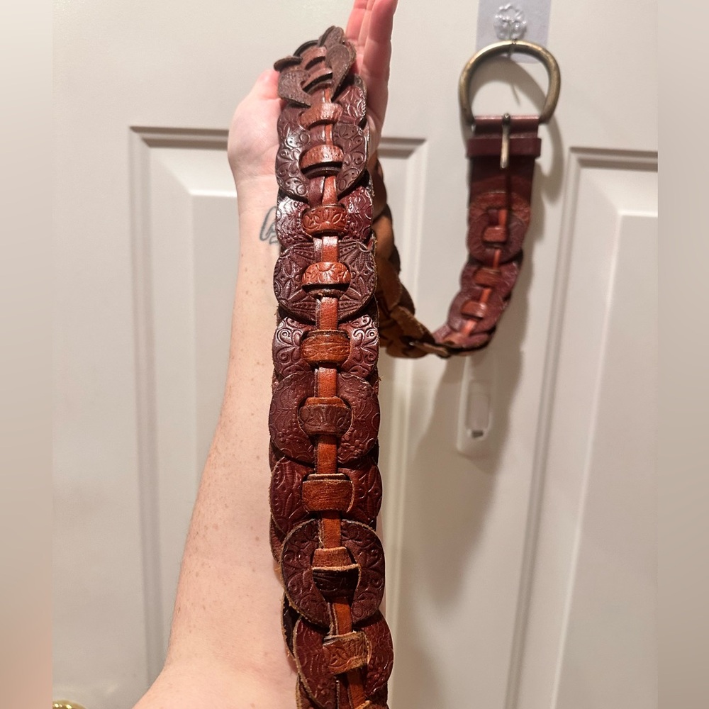 Vintage Fossil Leather Belt 34”-38”